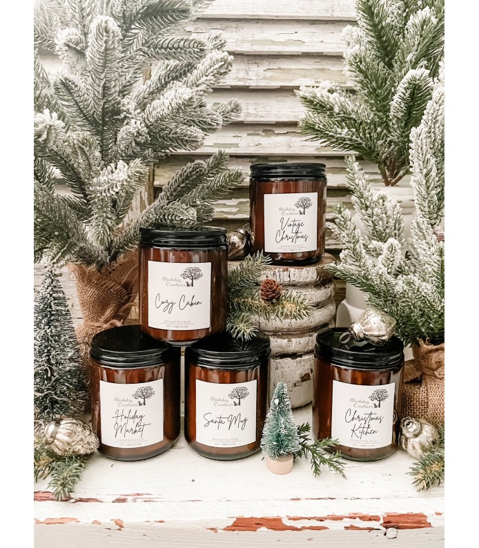 Holiday Collection - Hand Poured Soy Candles, 5 Scents to choose from - Holiday